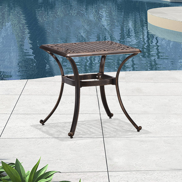 Fleur De Lis Living Patio Side Table Allweather Resistant Cast